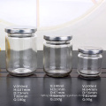 Empty 350ml wide mouth round clear pickle chilli sauce glass food storage jar with metal lid